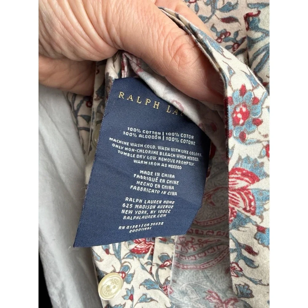 Ralph Lauren Avah King Size Shams Turquoise Floral Paisley Home‎ Decor Bedding